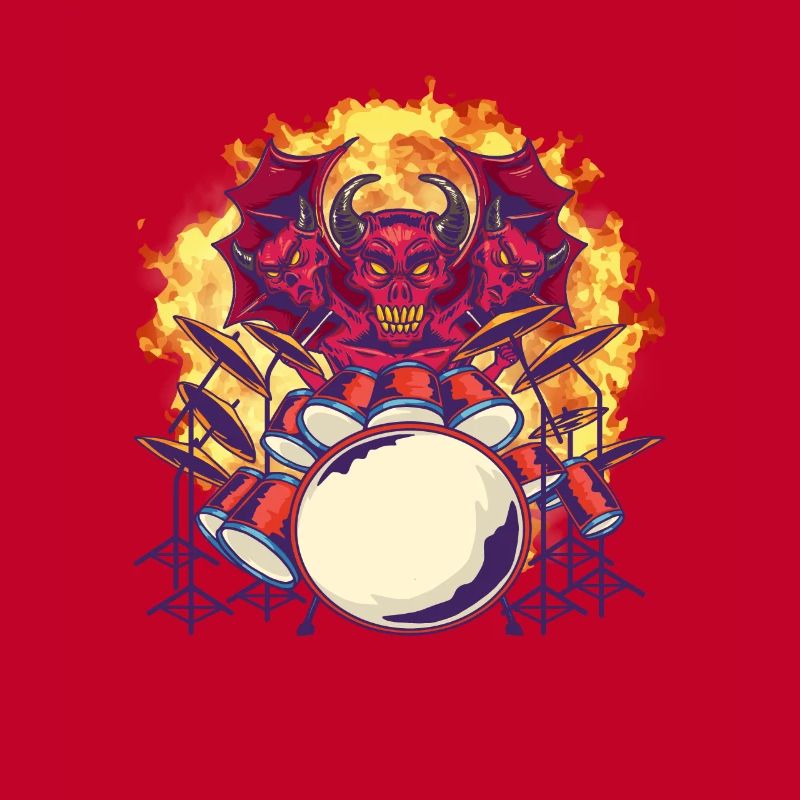 Devil Playing Drums - Schlagzeug Rock Drummer