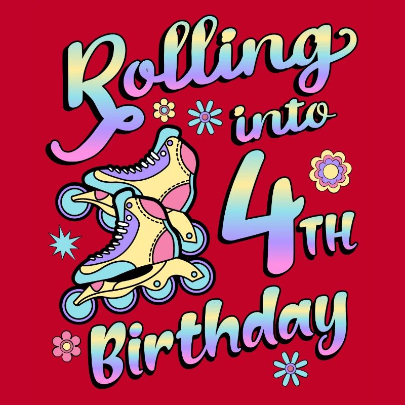 Rolling Into 4th Birthday Roller Skater Inline