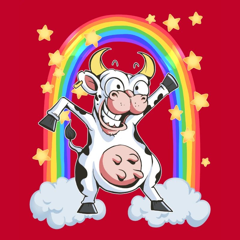 Rainbow cow crazy dancing fun funny