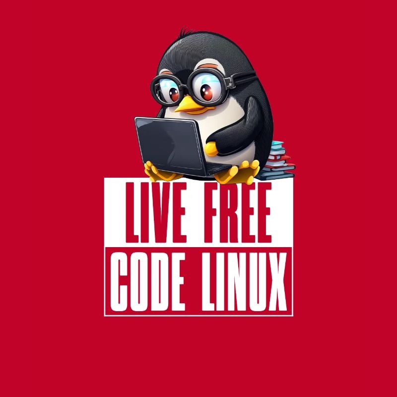 Live Free Code Linux Nerd Tux Nerdy Penguin Coding