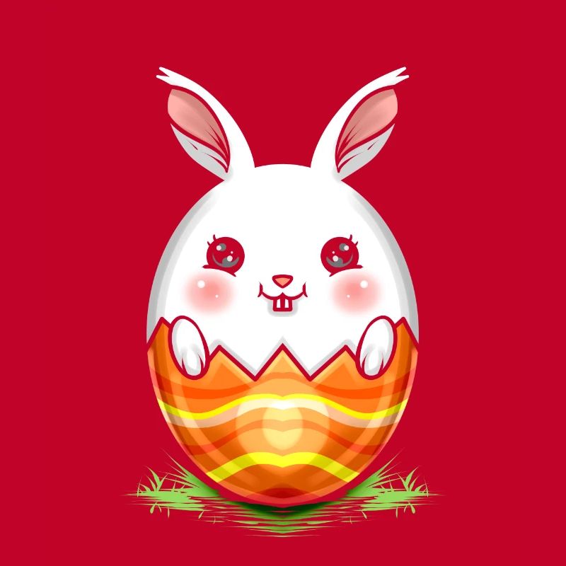Painted Easter Rabbit Egg On Easter