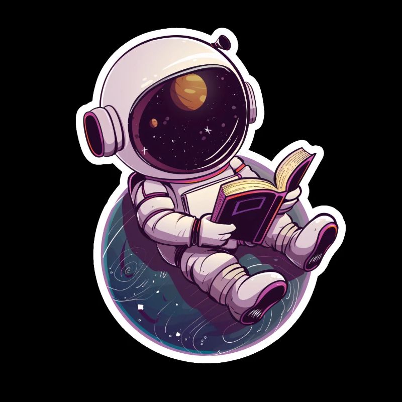 Astronaut liest vor der Erde – Space Design