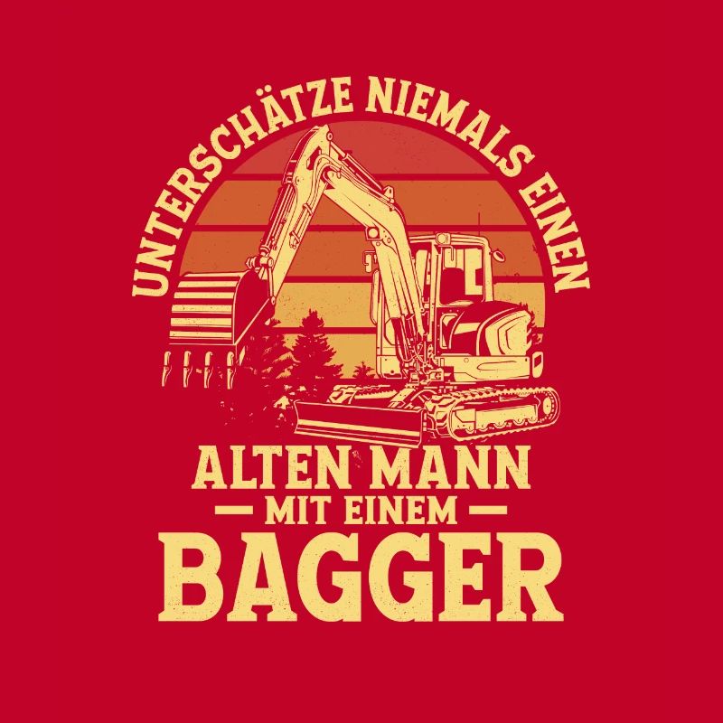Alten Mann mit einem Bagger Bau Baggerfahrer