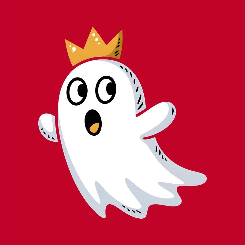 Doodle ghost with a crown