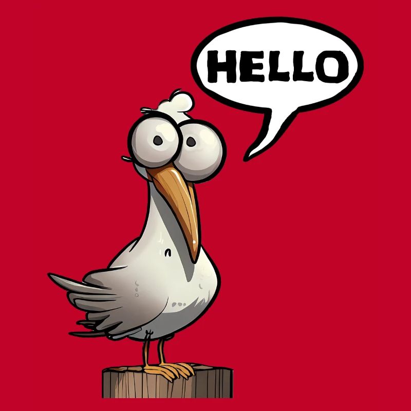 Humorous seagull with speech bubble