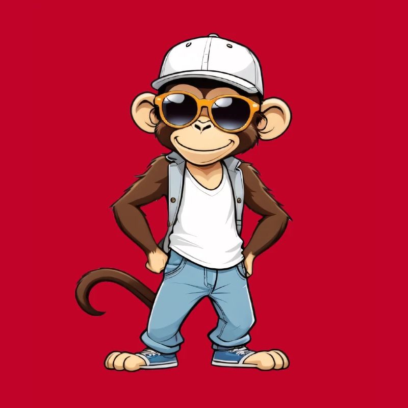 Cool monkey with sunglasses and cap