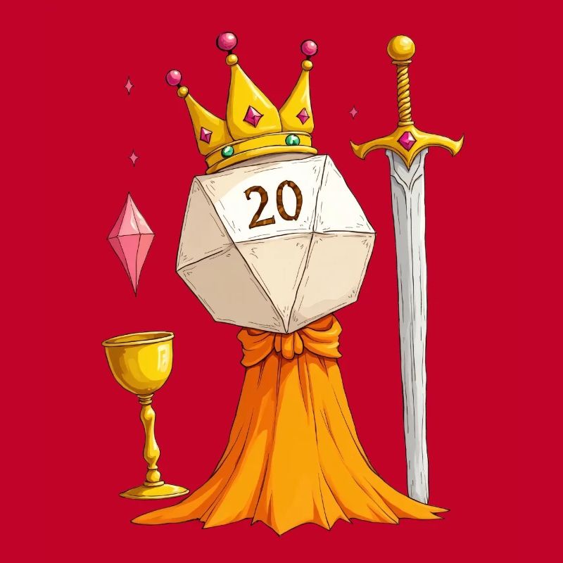 D20 Queen – Cube avec épée, robe et bocal