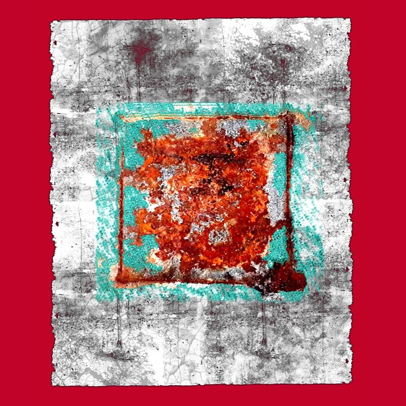 Rust square on grey texture