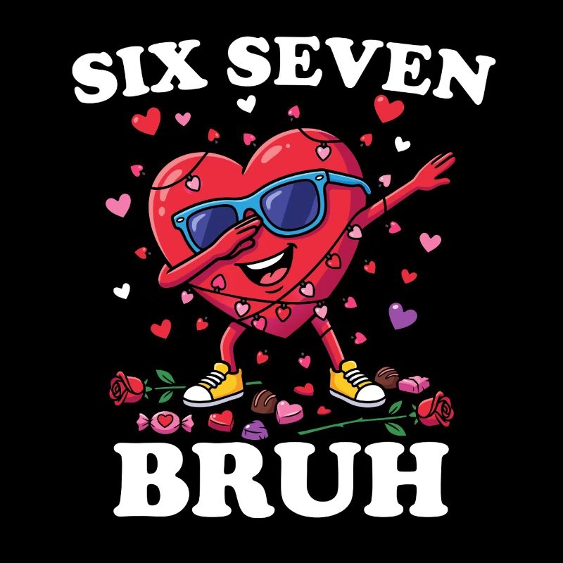 Six Seven Bruh Valentine Dabbing Heart 6 7 Fun 6-7