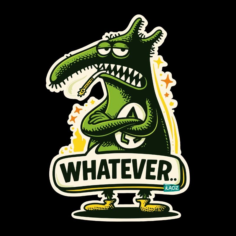 Dino Monstre Vert avec Peu importe l’Attitude