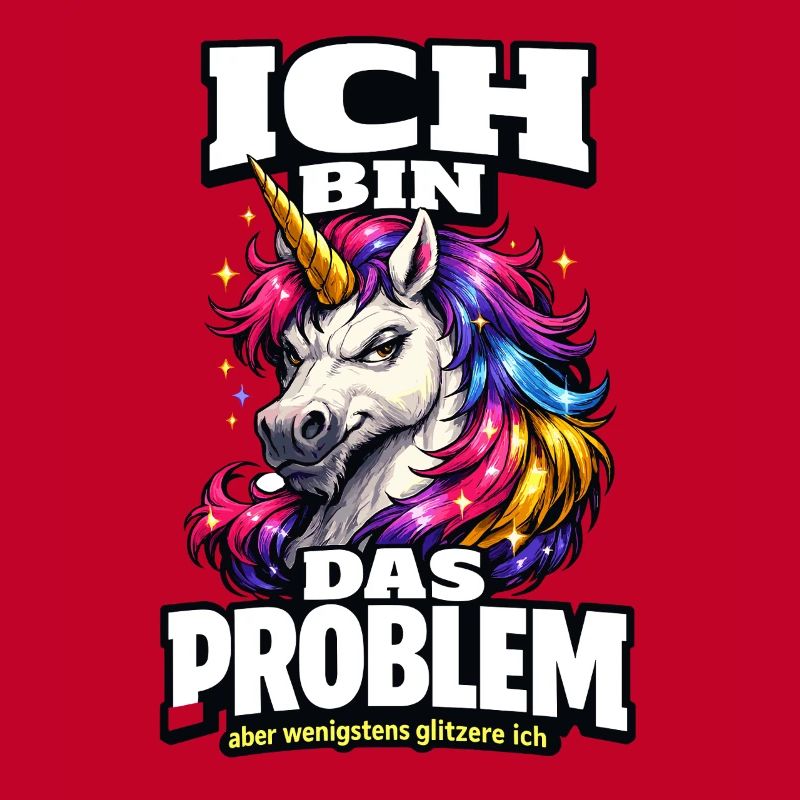 Ich bin das Problem Einhorn Spruch mit Glitzer