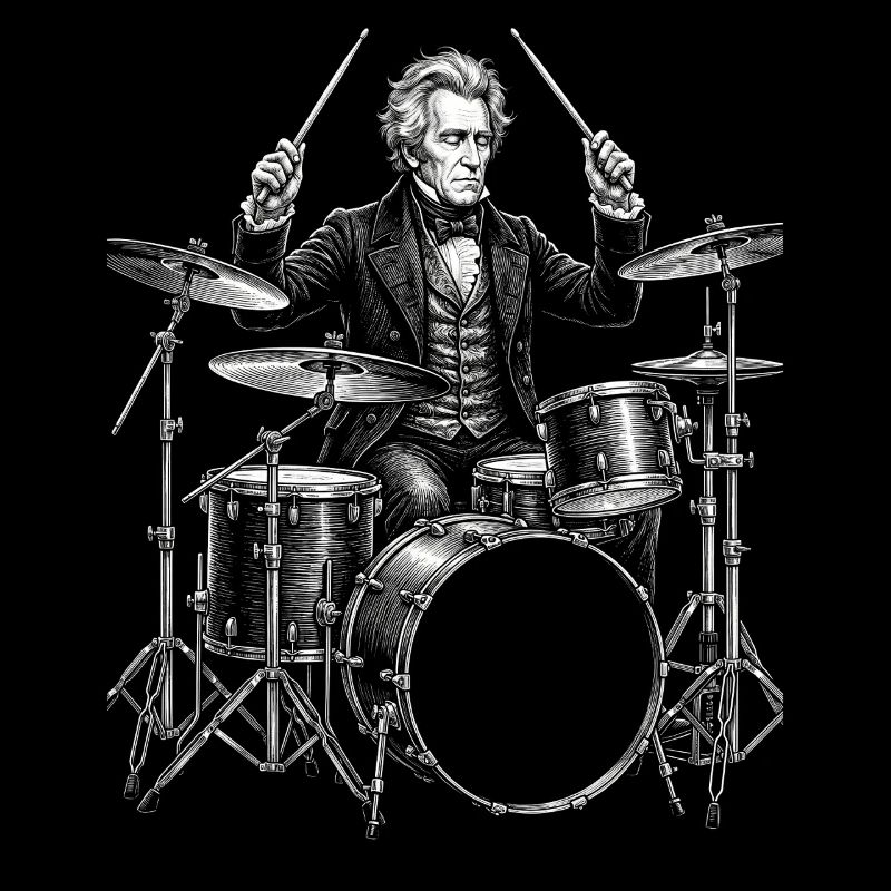 Andrew Jackson plays drums