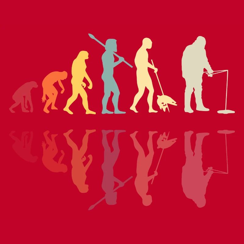 Fischer Menschliche Evolution Vintage Eisfischen