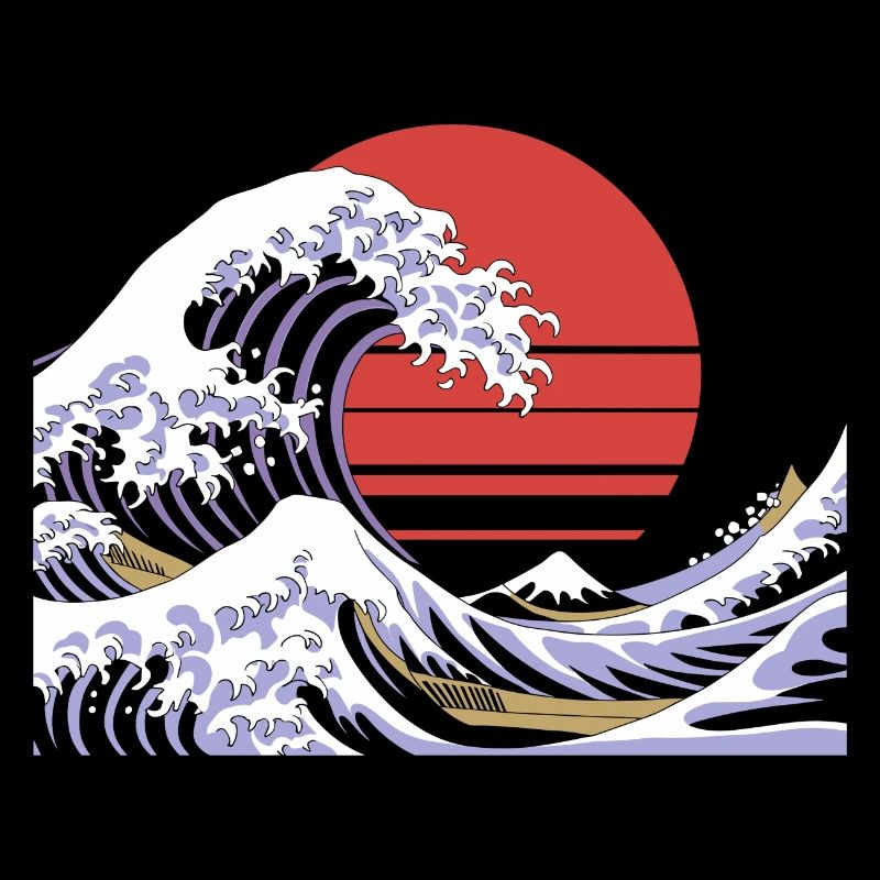 Big Wave Vaporwave Esthétique Années 80 Mode Anime