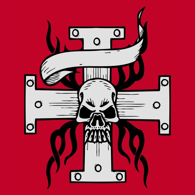 Crâne Création avec croix en deux couleurs