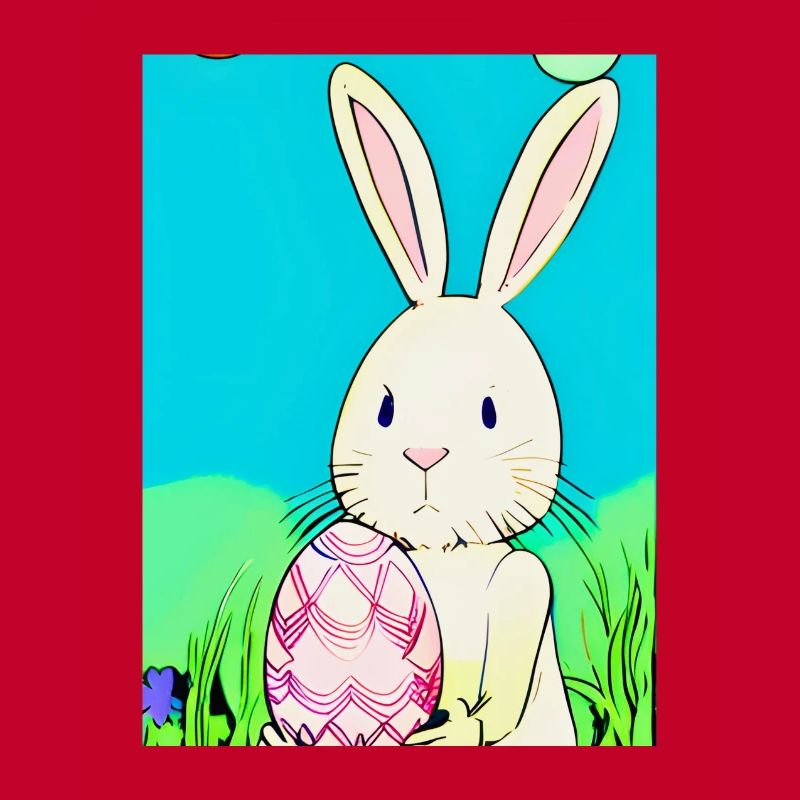 Neon Easter Bunny with Easter Egg in the Grass