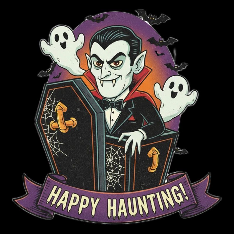Vampire in a coffin for Halloween