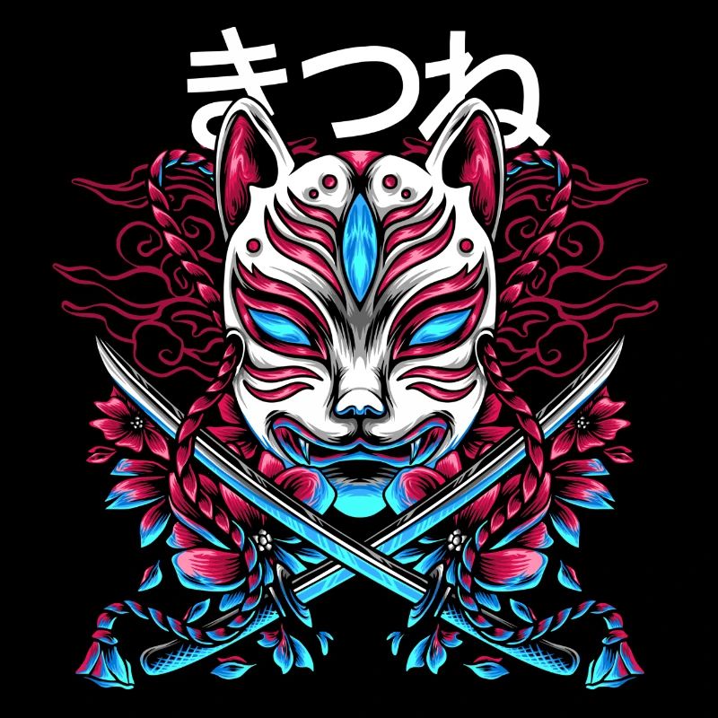 Démon japonais Style de chat avec les épées de Katana