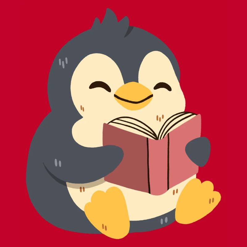 Pinguin liest ein Buch