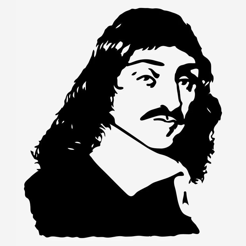 French philosopher Descartes bust drawing