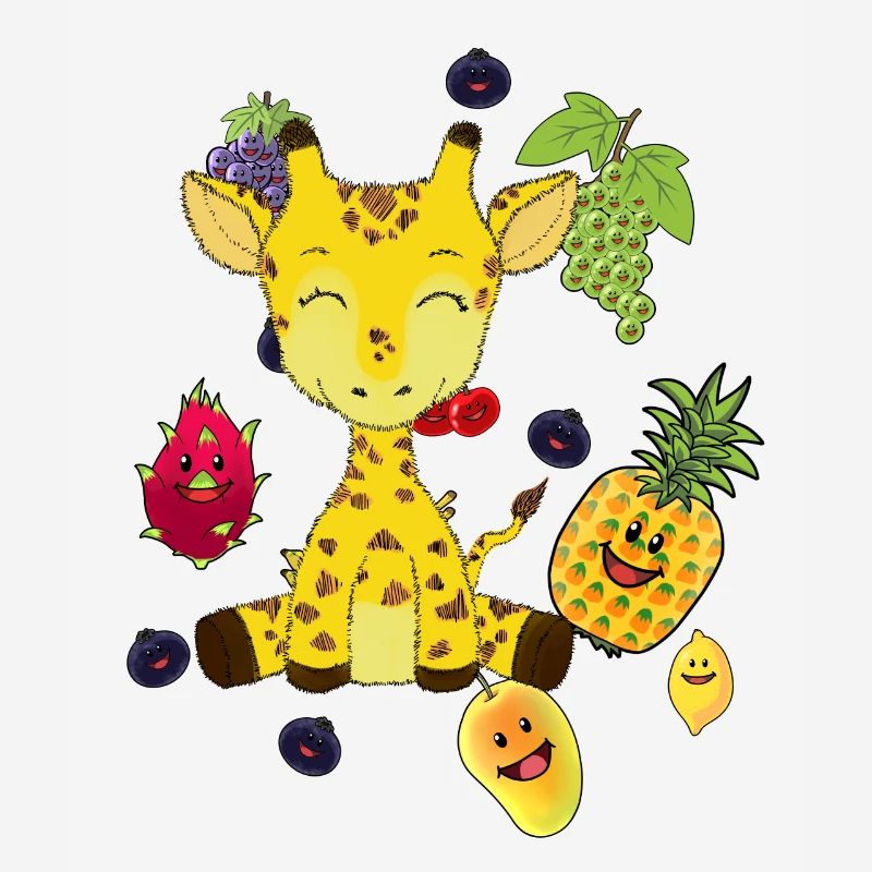 Giraffe, fruit, fruits, snacking, vitamins, wild animals