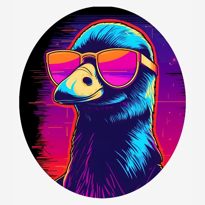 Synthwave Vogel mit Brille