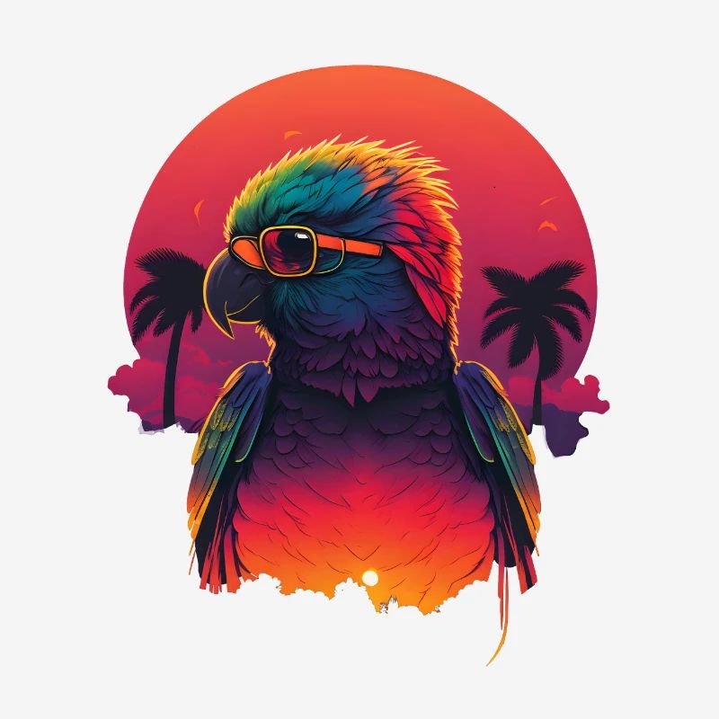Synthwave Parrot Sunset
