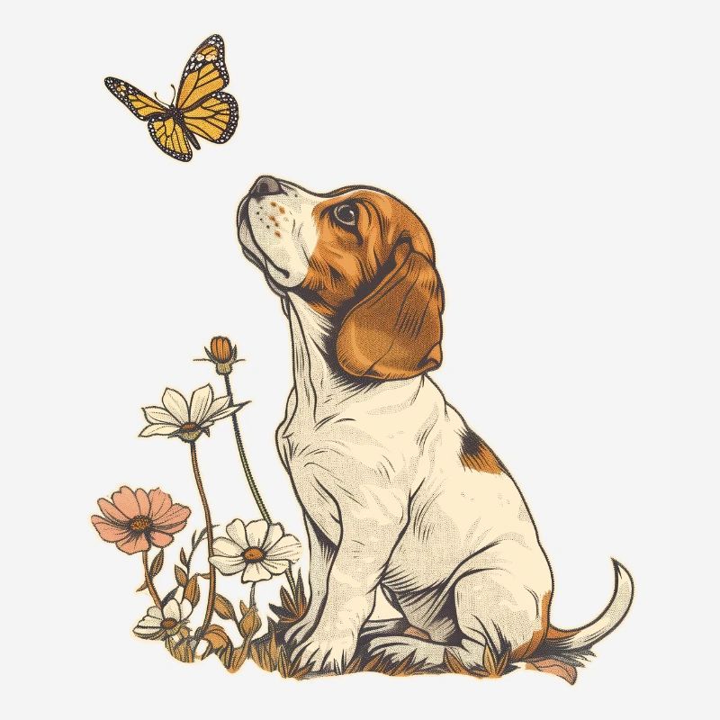 Beagle et papillon