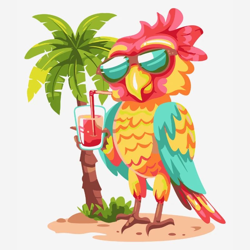 Parrot Summer Beach Comic