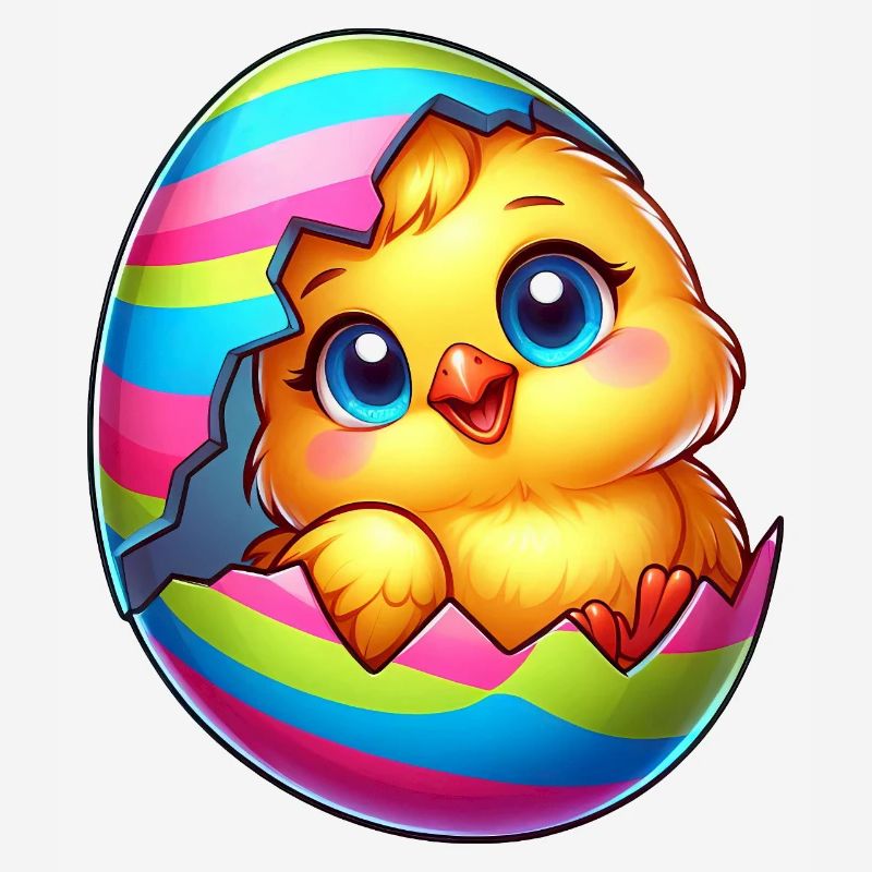 Cute Easter Egg Chick Chicken Cartoon Colorful