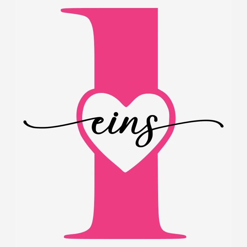 Ziffer Eins 1 mit Herz