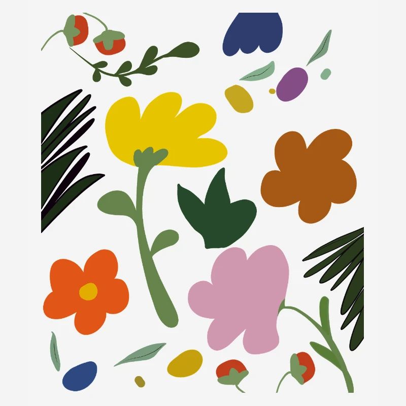 Abstrakte Blumen in der Frühlingspalette