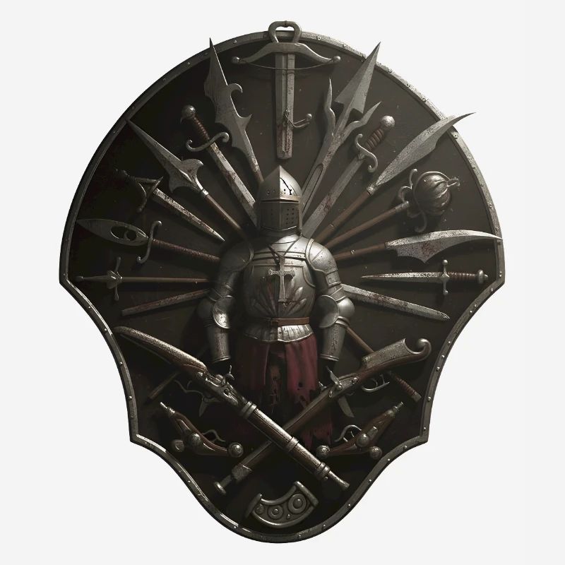 Crusader Shield Circle with Weapons