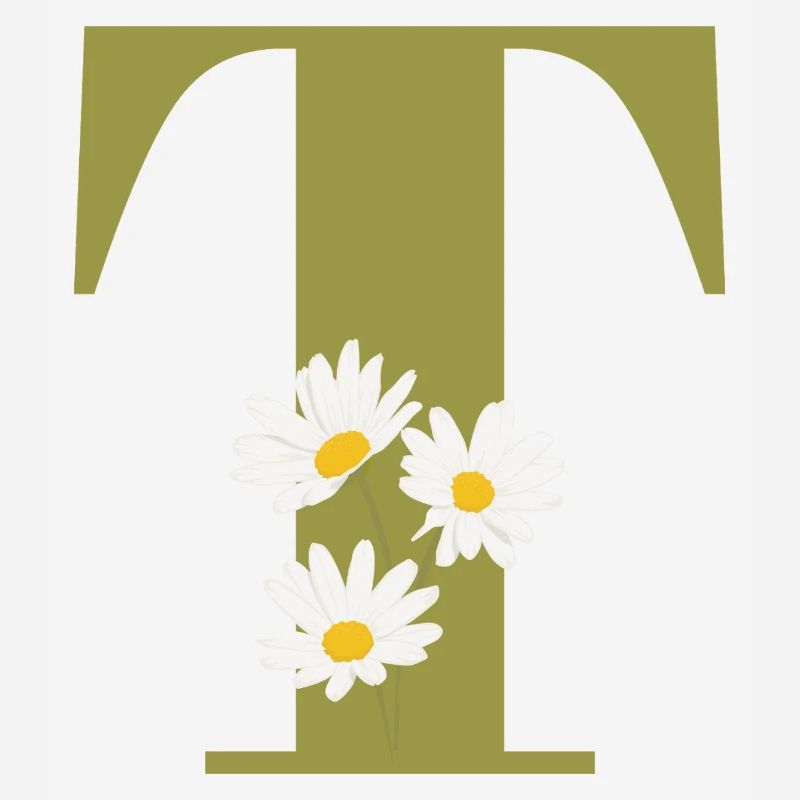 Buchstabe t grüne Gänseblümchen