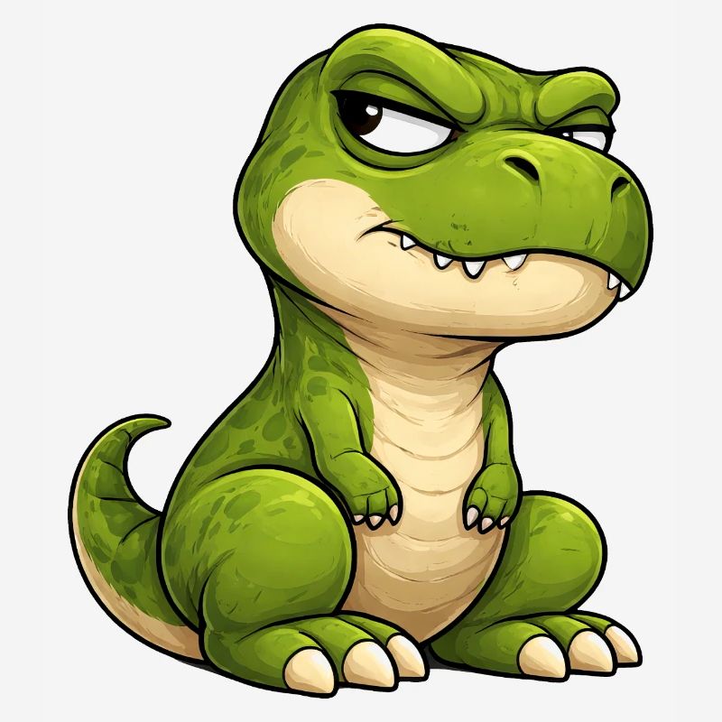 Grumpy T-Rex Cartoon Skeptical Look