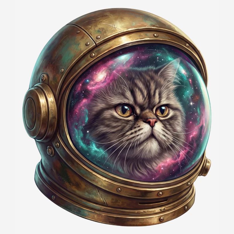 Astronaute chat dans un casque spatial