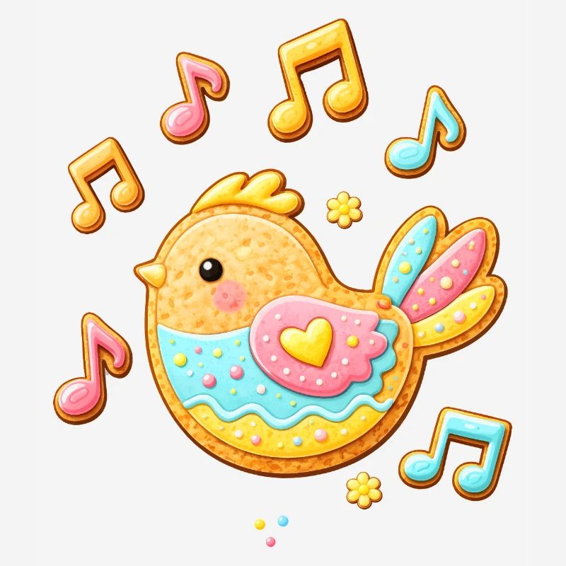 Oiseau mignon en illustration de biscuit décoré