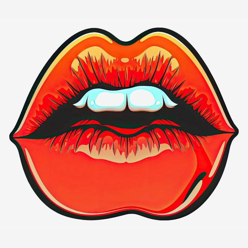 Teasing Red Lipstick Lips