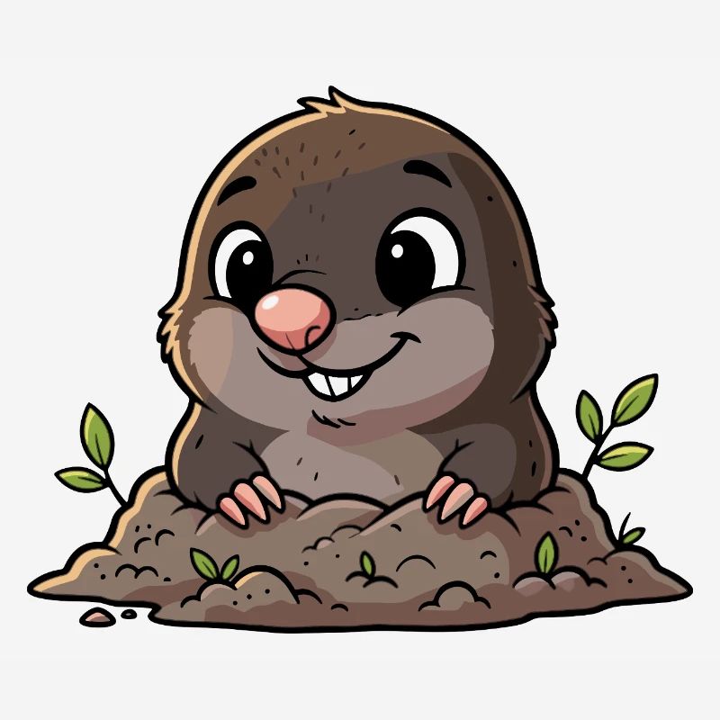 Cute mole digging