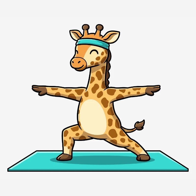 Yoga Giraffe Animal Doing Warrior Pose