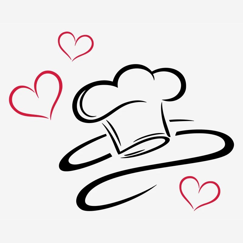 Cook, logo, chef hat with three hearts.