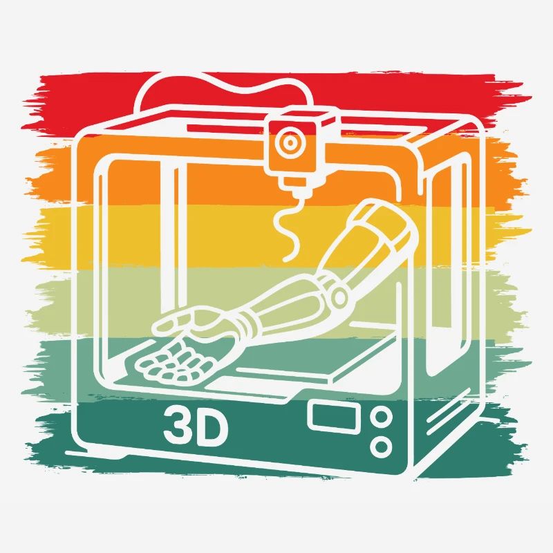 Retro Vintage 3D Drucker Roboterarm Maker