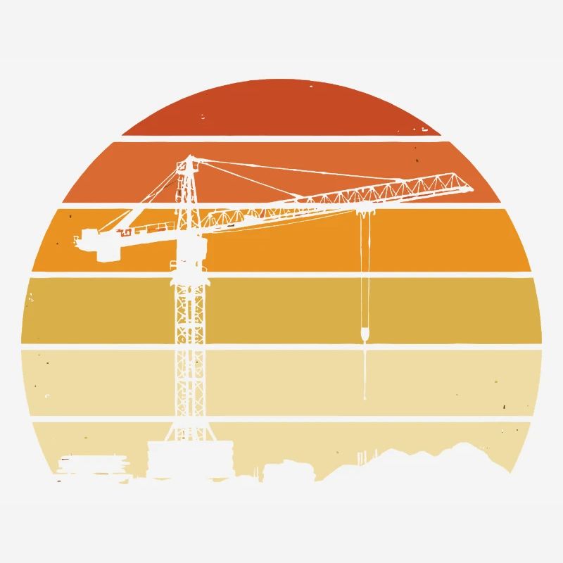 Crane Operator Retro Design – Construction Site & Construction Crane