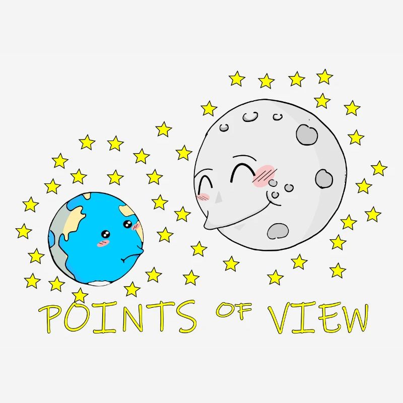 Conception mignonne de points de vue positifs de la lune et de la terre