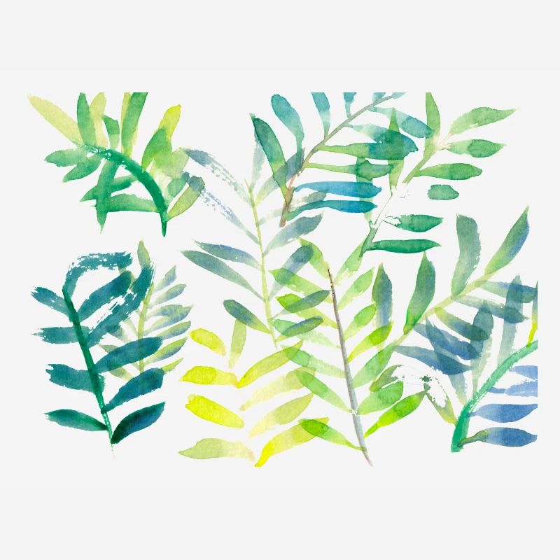 Water-coloured leaf branches