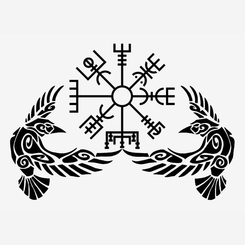 Black ravens and Viking compass