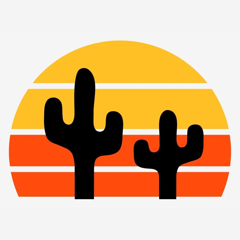 Deux cactus devant un demi-soleil