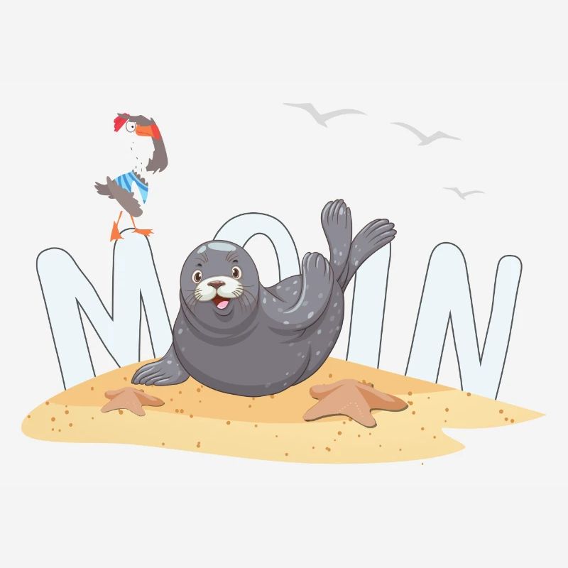 Moin Robbe Möwe Strand