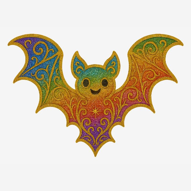 Rainbow bat with glitter border