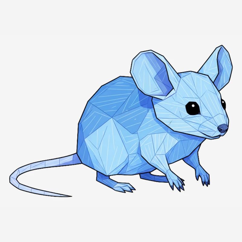 Blauer Low-Poly Maus
